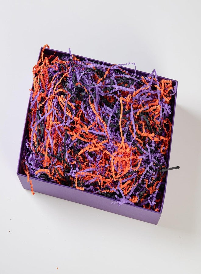 Gloreyan 1LB Halloween Crinkle Cut Paper Shred, Black Orange Purple Raffia Paper Sherd Filler Grass with Ghost Decoration for Gift Wrapping Basket Filling Birthdays Weddings Party Supply - Image 2